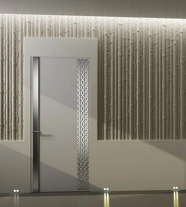 Parete 3D decorativa con texture bamboo per interni moderni